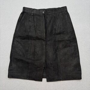 Vintage Danier‎ Sport Leather Skirt Women's 6 Black Pebble Finish Classic Canada